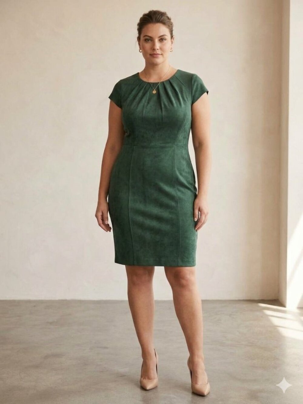 Sharagano Size 14 Vintage Green Corduroy Dress